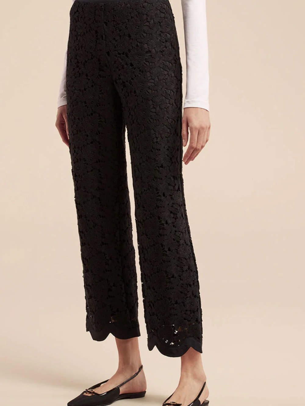 Rebecca Taylor Eyelet Black Trousers. Size 6.